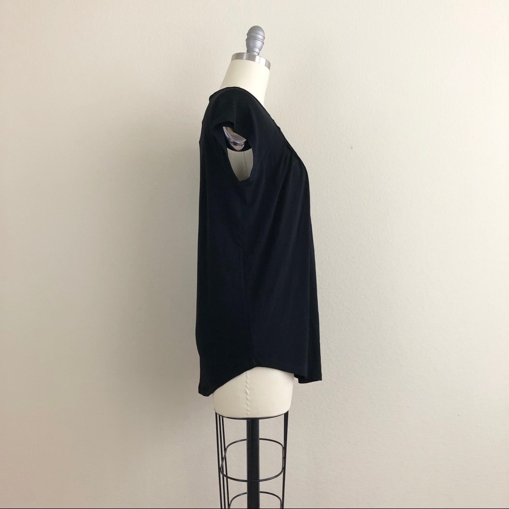 Premise Black Cap Sleeve Diamond Weave Blouse - Picture 3 of 5
